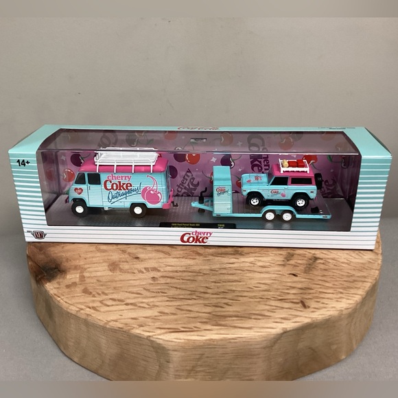M2 Machines Other - 🔴 NWT - Diecast Cherry Coke Collectible Set - 1948 Ford Parcel Trk & 1966 Bronco